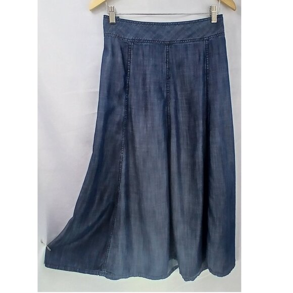 Coldwater Creek Chambray Denim A-line Maxi Midi Skirt in Good Condition - Picture 2 of 6
